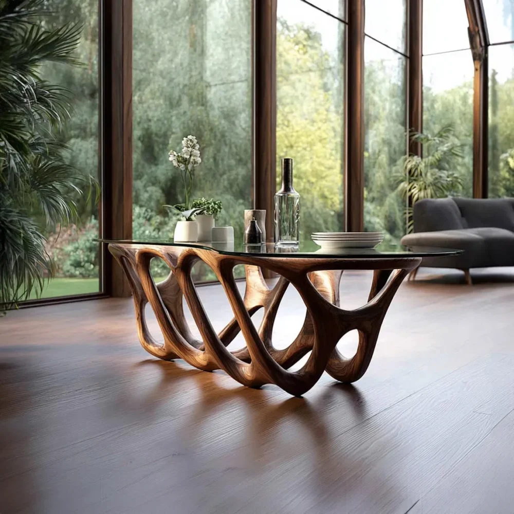 Solid Wood Coffee Table, Live-Edge Slab, Rustic Handmade