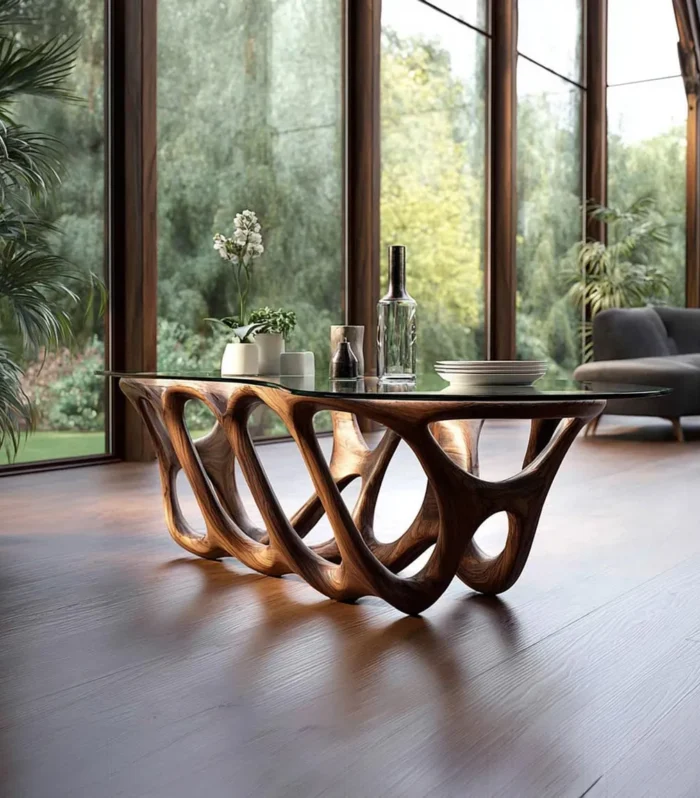 Solid Wood Coffee Table, Live-Edge Slab, Rustic Handmade