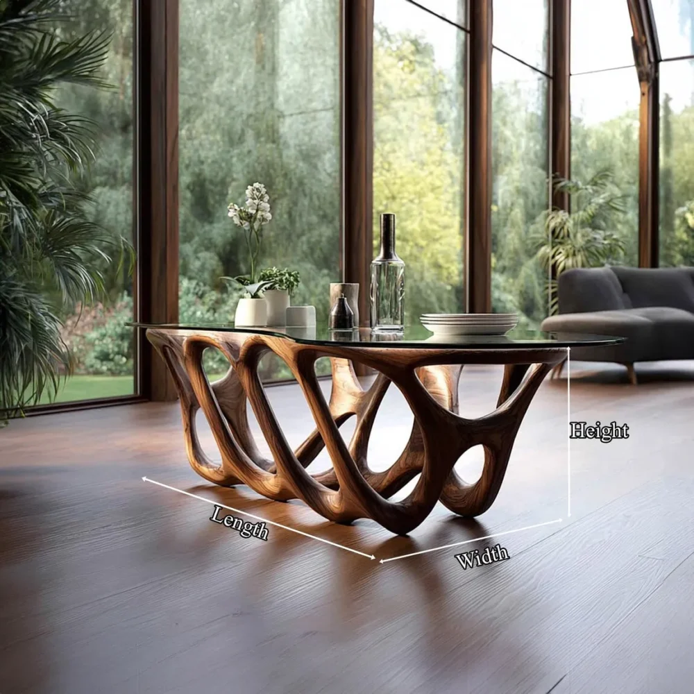 Solid Wood Coffee Table, Live-Edge Slab, Rustic Handmade - Image 4