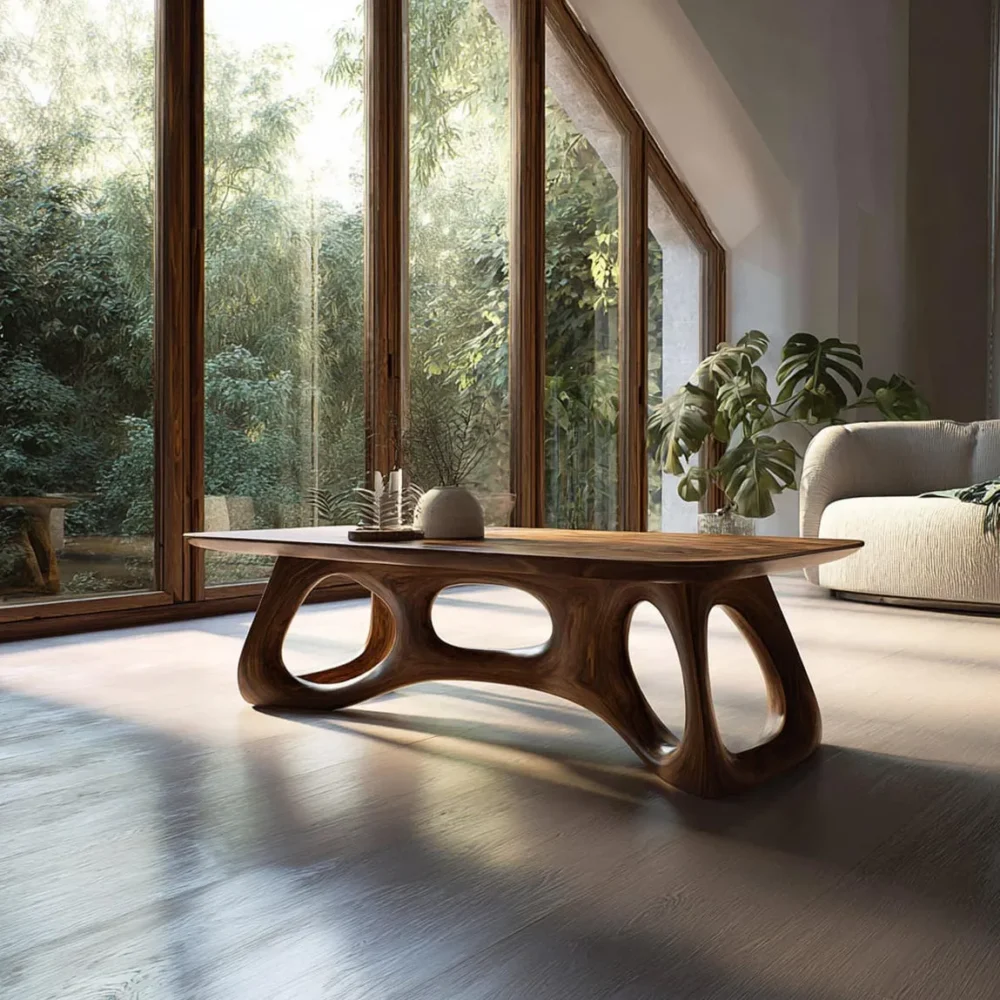 Modern Coffee Table, Solid Wood, Optional Reclaimed Wood, Live-Edge Farmhouse