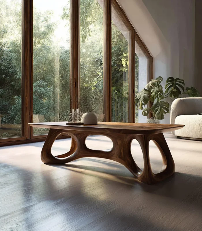 Modern Coffee Table, Solid Wood, Optional Reclaimed Wood, Live-Edge Farmhouse