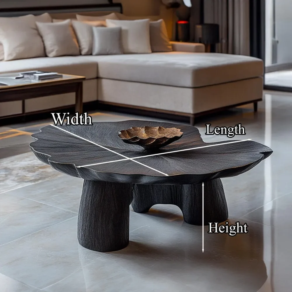 Oval Wood Coffee Table, Modern Minimal, Unique Curved Top - Image 3