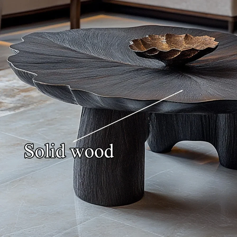 Oval Wood Coffee Table, Modern Minimal, Unique Curved Top - Image 4