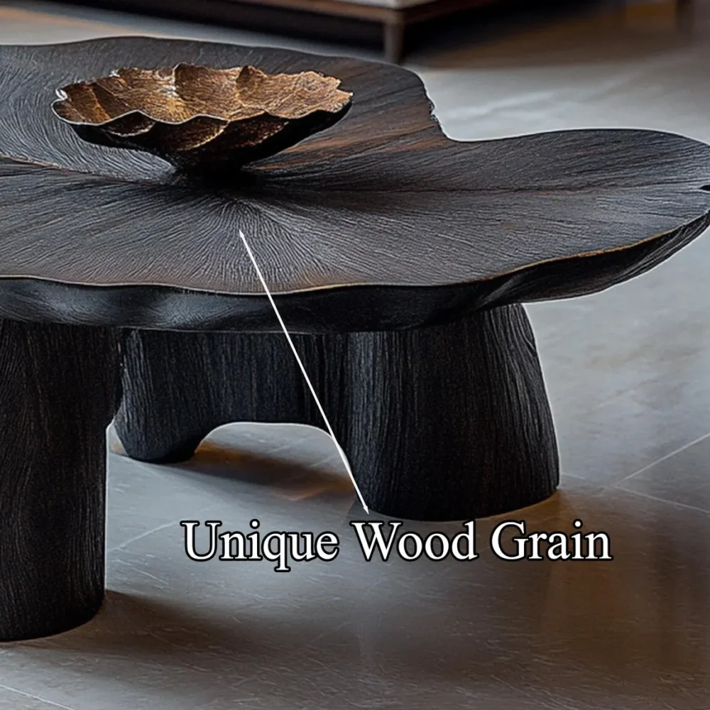 Oval Wood Coffee Table, Modern Minimal, Unique Curved Top - Image 5