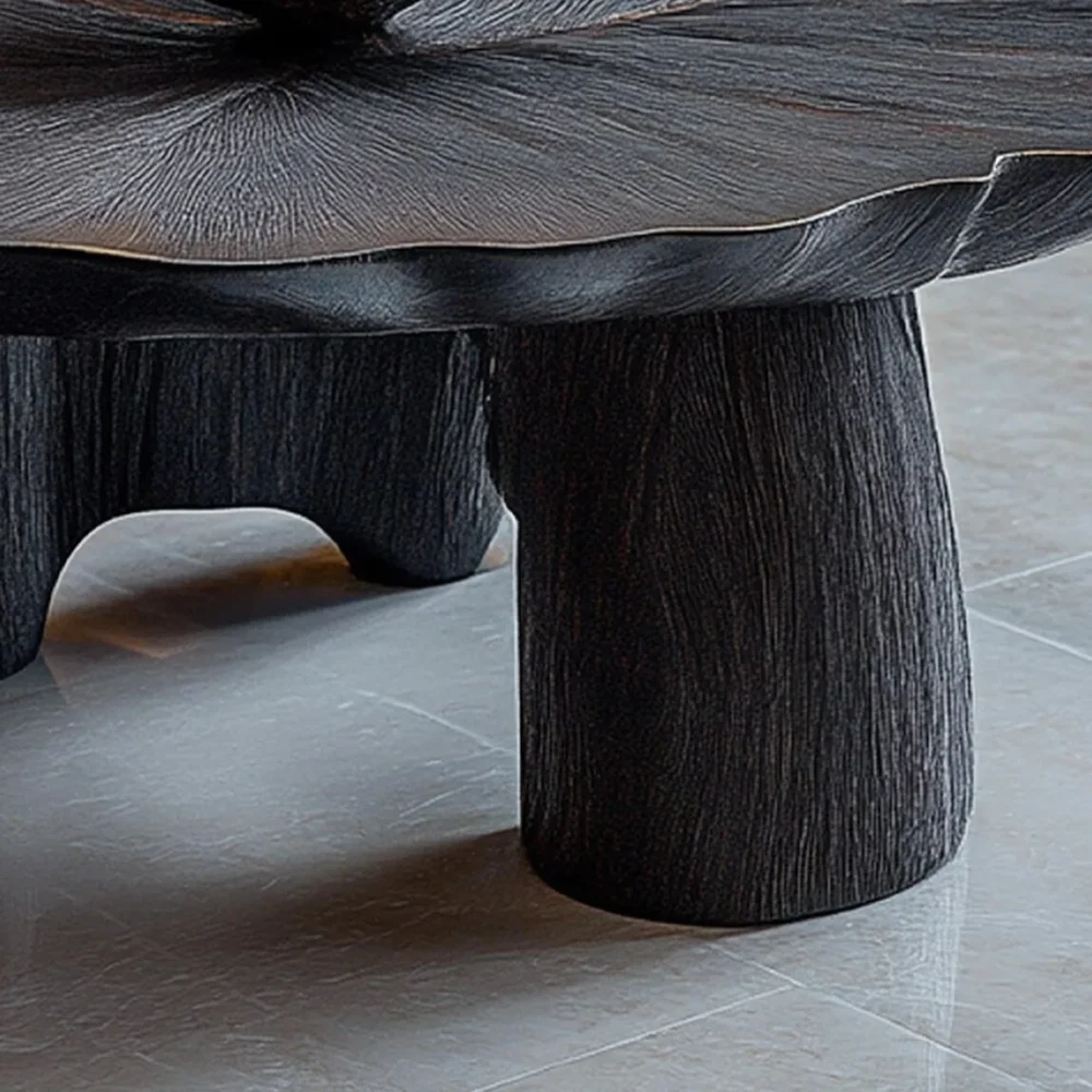 Oval Wood Coffee Table, Modern Minimal, Unique Curved Top - Image 6