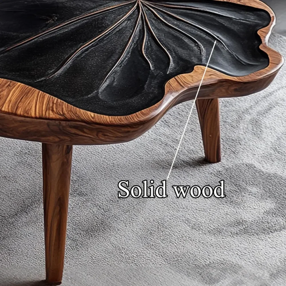 Tamarind Wood Coffee Table, Live-Edge Oval Top, Modern Farmhouse - Image 4
