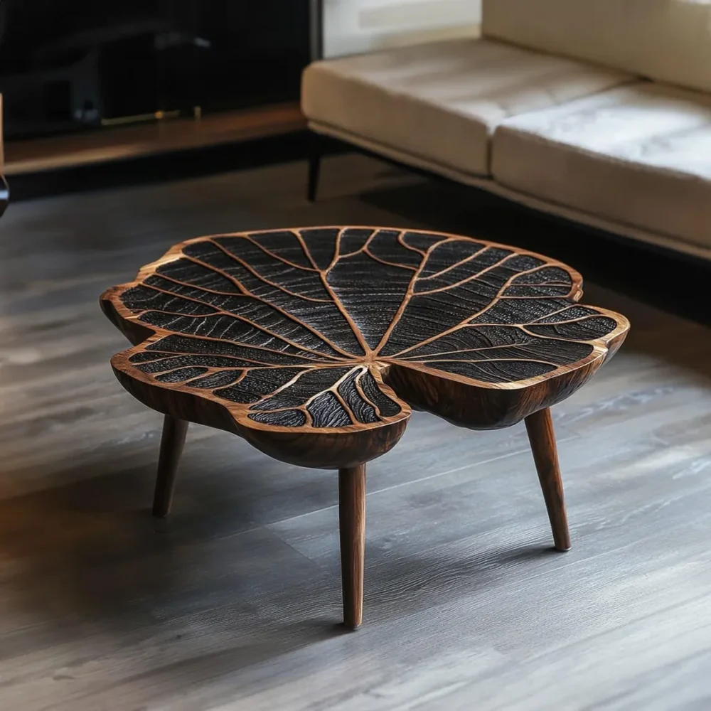 Tamarind Wood Coffee Table, Live-Edge Rectangular Slab, Modern Farmhouse