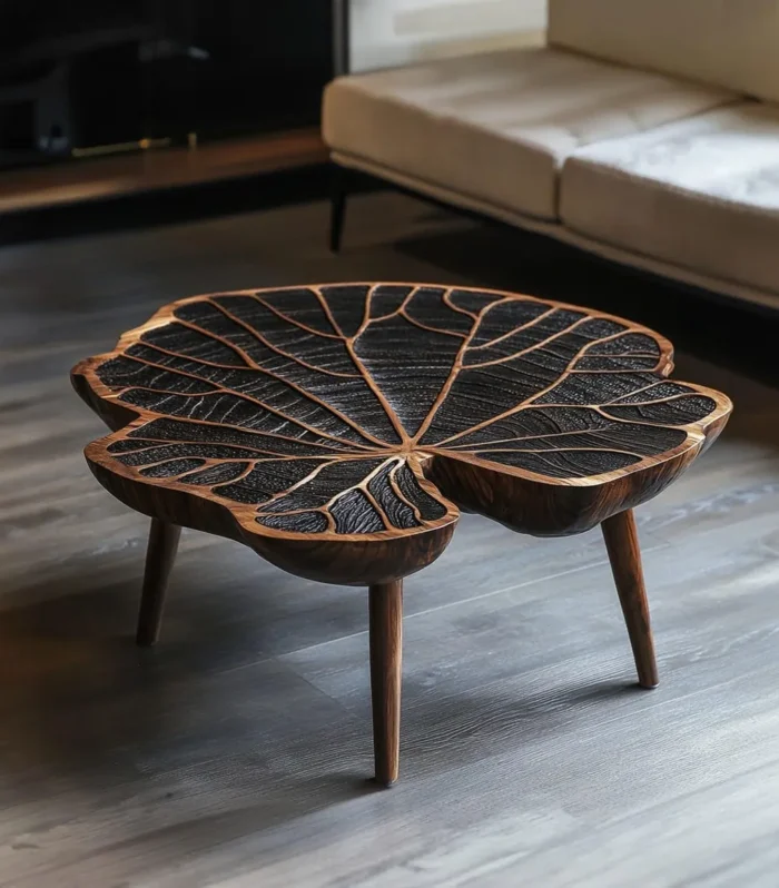 Tamarind Wood Coffee Table, Live-Edge Rectangular Slab, Modern Farmhouse