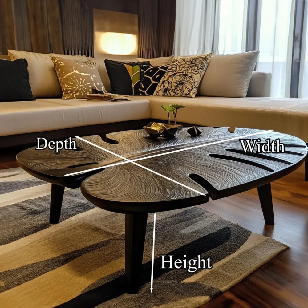 Farmhouse Coffee Table, Tamarind Wood, Live-Edge, Modern Base - Image 2