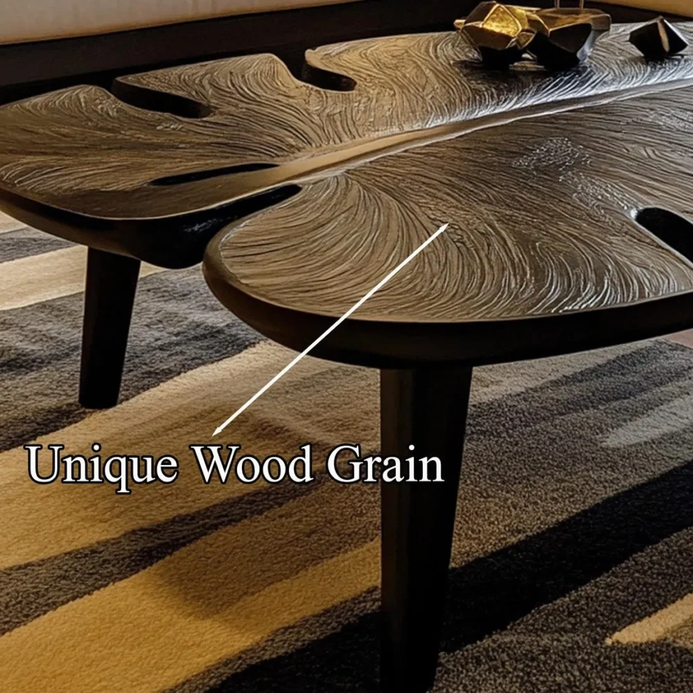 Farmhouse Coffee Table, Tamarind Wood, Live-Edge, Modern Base - Image 3