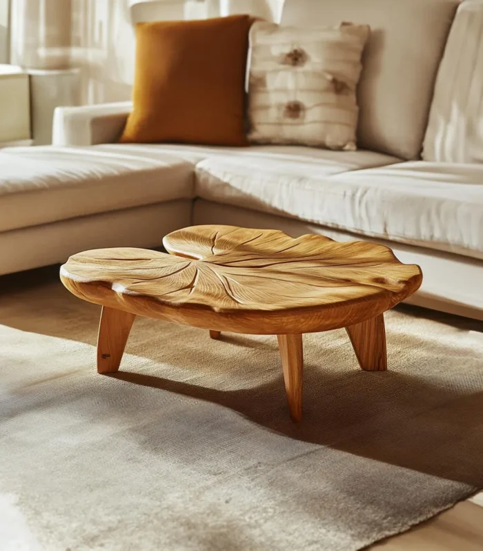 Modern Coffee Table, Tamarind Wood, Live-Edge, Optional Reclaimed Base