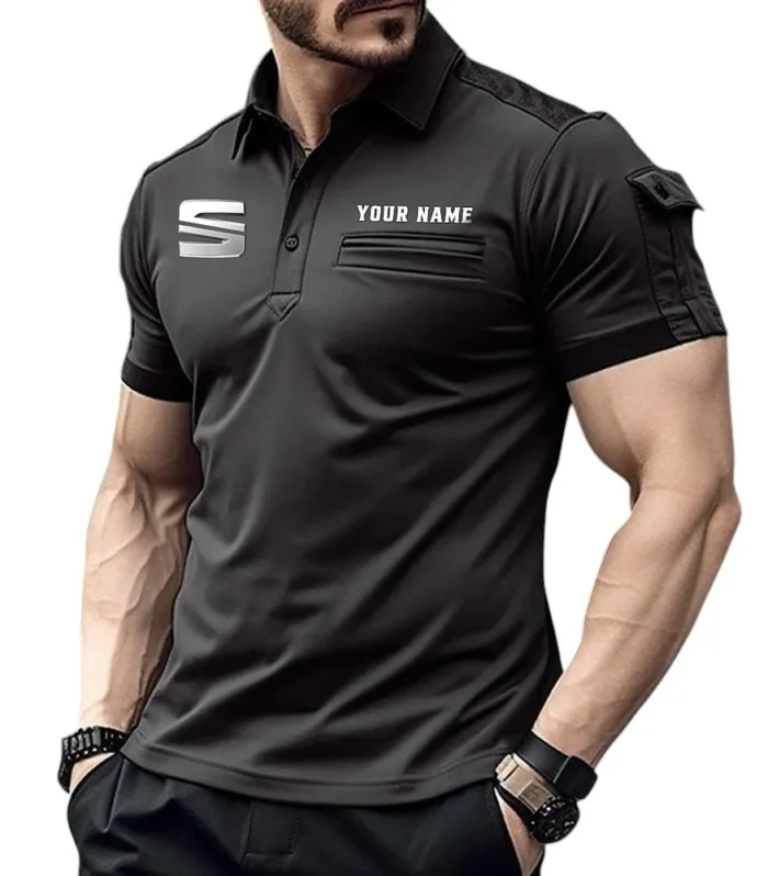 Sleek Sports Coupe Exclusive Logo Pocket Polo Shirt, Gift For Sleek Sports Coupe Lovers CAR445 - Black