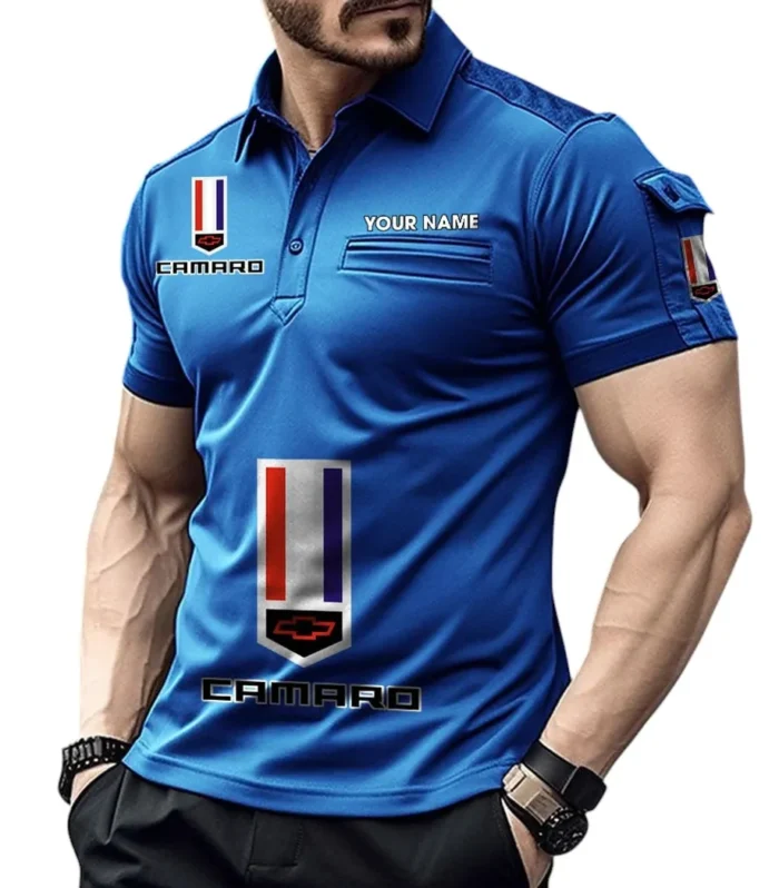 US Performance Car Exclusive Logo Pocket Polo Shirt, Gift For US Performance Car Enthusiasts CAR450 - Blue