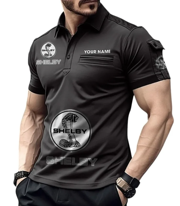 American Iconic Sports Car Exclusive Logo Pocket Polo Shirt, Gift For American Iconic Sports Car Lovers CAR450 - Black