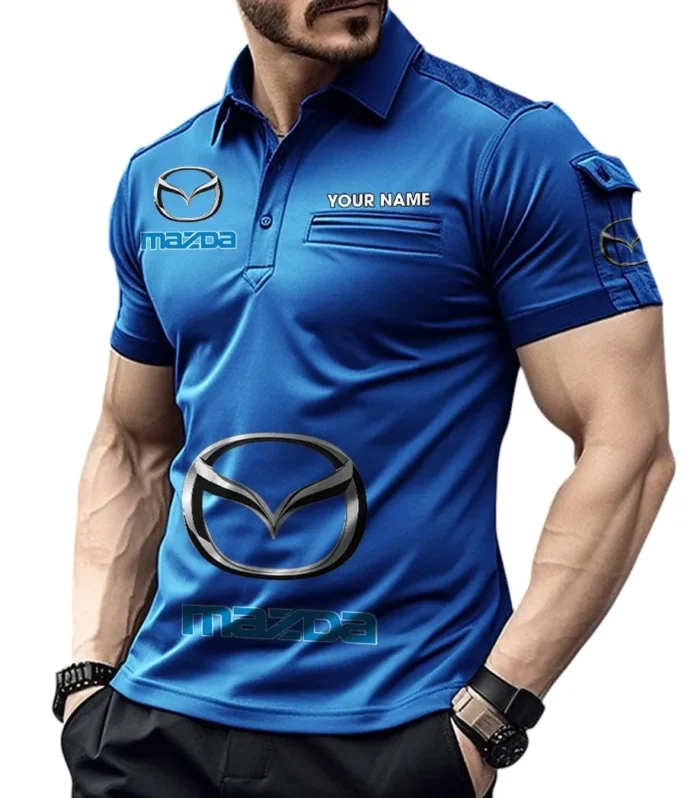 Iconic Muscle Ride Exclusive Logo Pocket Polo Shirt, Gift For Iconic Muscle Ride Lovers CAR450 - Blue