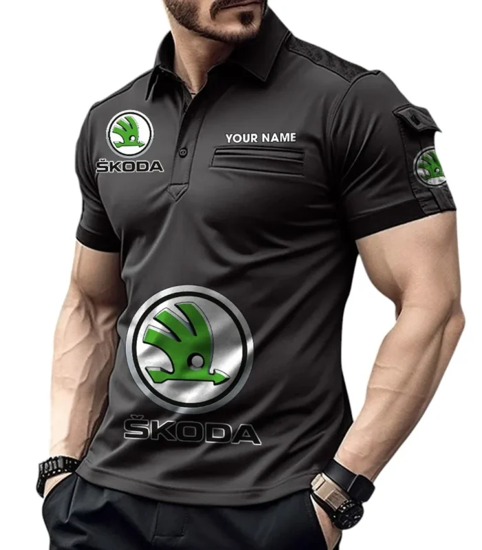 Czech Automobile  Exclusive Logo Pocket Polo Shirt, Gift For Czech Automobile  Enthusiasts CAR450 - Black