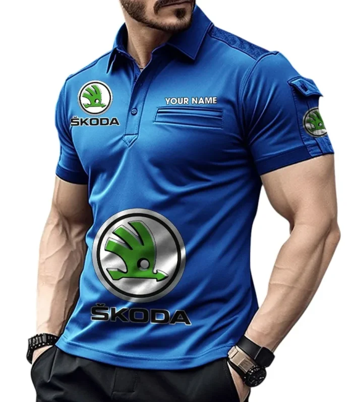 European Family Car  Exclusive Logo Pocket Polo Shirt, Gift For European Family Car  Enthusiasts CAR450 - Blue