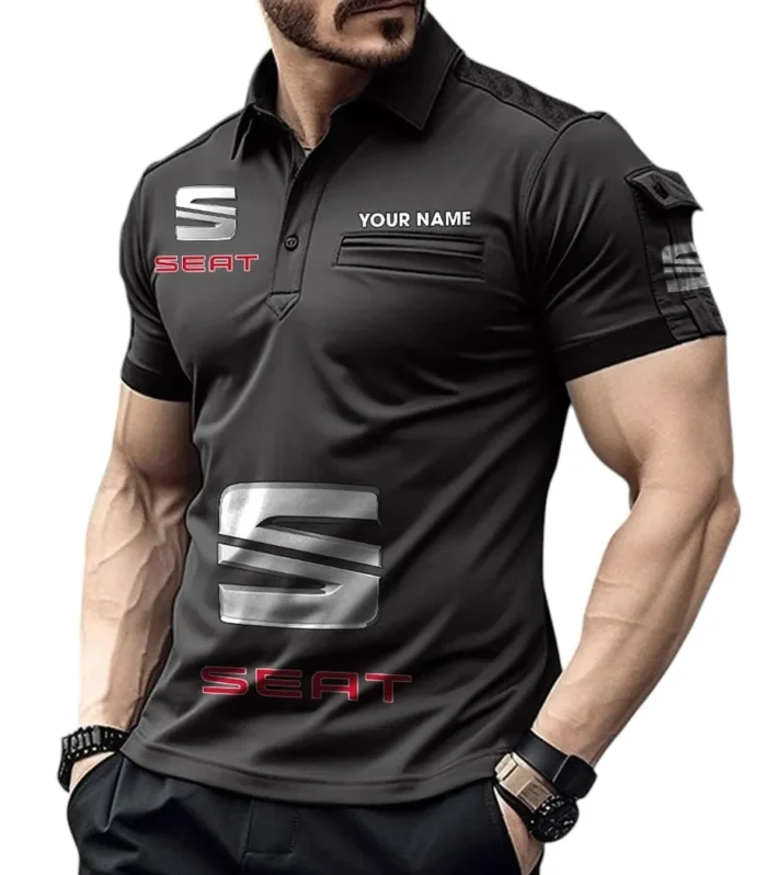 Compact Car Exclusive Logo Pocket Polo Shirt, Gift For Compact Car Enthusiasts CAR450 - Black