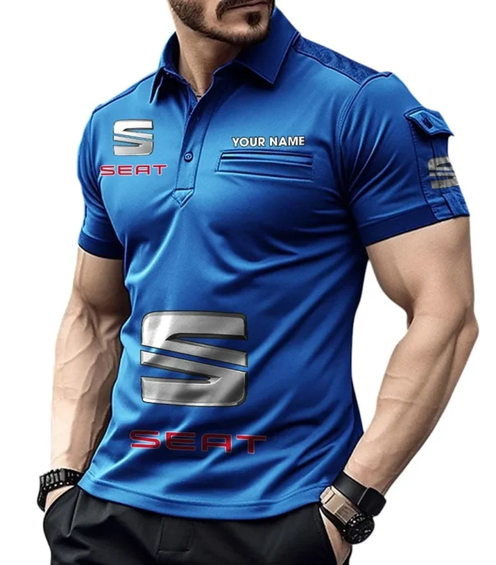 Urban Hatchback Exclusive Logo Pocket Polo Shirt, Gift For Urban Hatchback Enthusiasts CAR450 - Blue