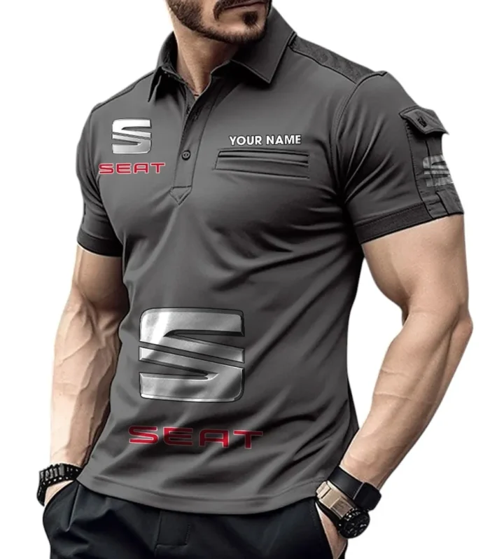 Family Sedan Exclusive Logo Pocket Polo Shirt, Gift For Family Sedan Enthusiasts CAR450 - Gray