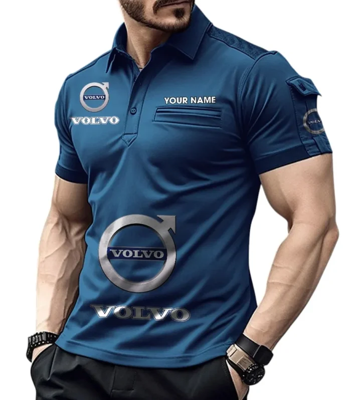 Premium European Ride Exclusive Logo Pocket Polo Shirt, Gift For Premium European Ride Lovers CAR450 - Navy Blue