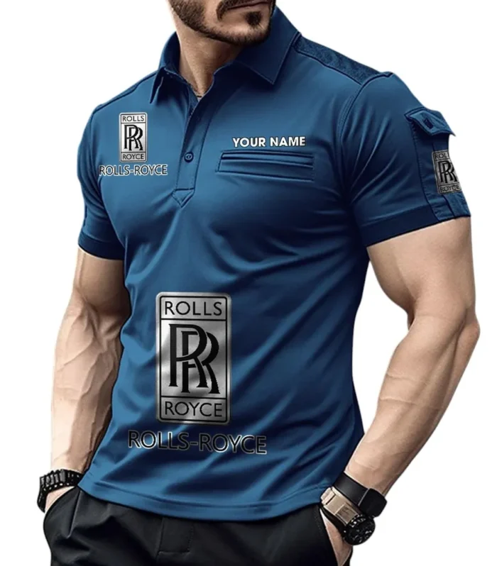 Luxury Sports Auto Exclusive Logo Pocket Polo Shirt, Gift For Luxury Sports Auto Enthusiasts CAR450 - Navy Blue