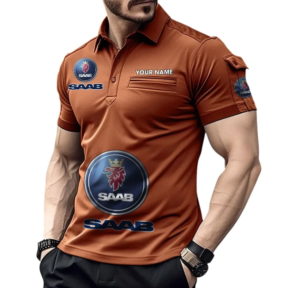 Glass-Inspired Auto Exclusive Logo Pocket Polo Shirt, Gift For Glass-Inspired Auto Enthusiasts CAR450 - Orange