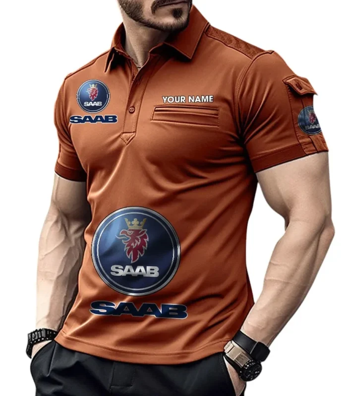 Glass-Inspired Auto Exclusive Logo Pocket Polo Shirt, Gift For Glass-Inspired Auto Enthusiasts CAR450 - Orange